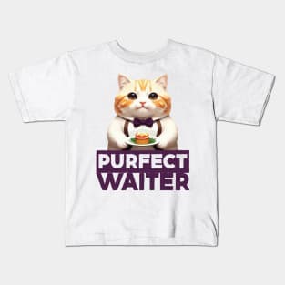 Just a Purrfect Waiter Cat Kids T-Shirt